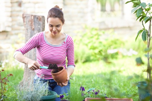 Professional landscaper planning a garden layout in Swiss Cottage